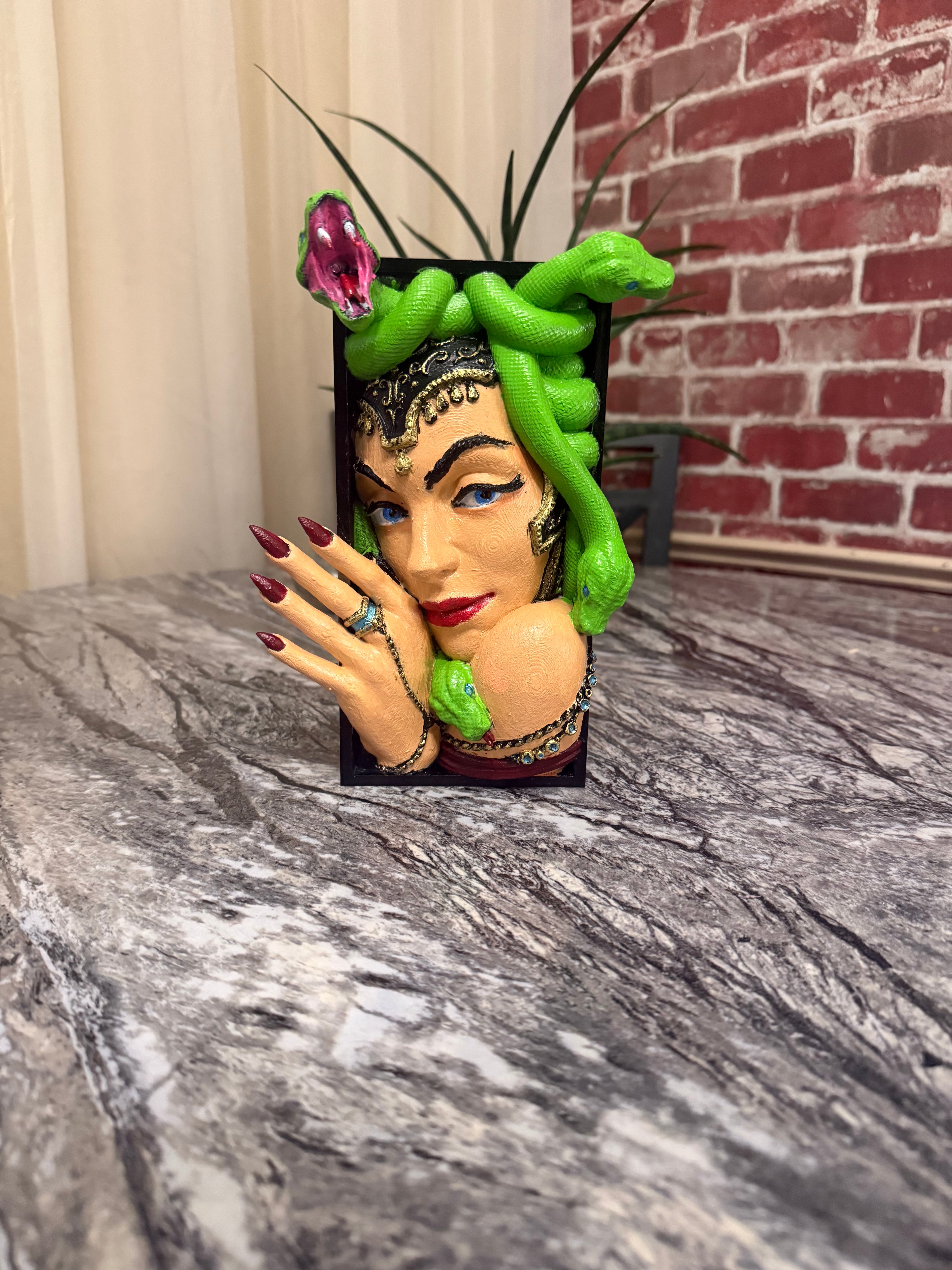 Medusa hand painted book nook multi color