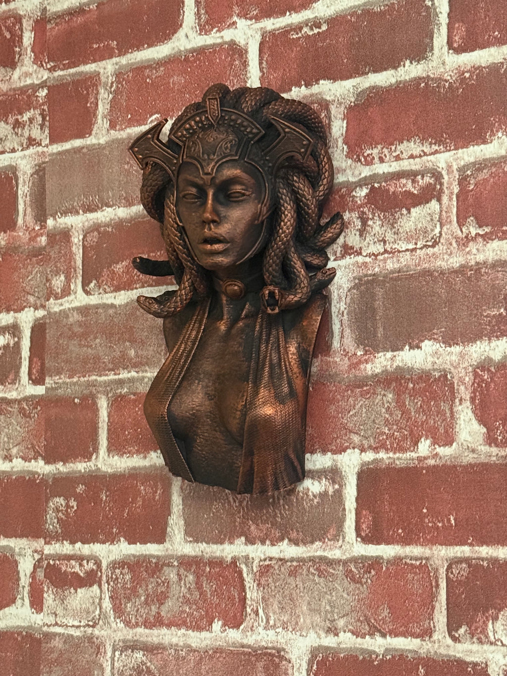 Hand painted Medusa wall bust. 10 inches