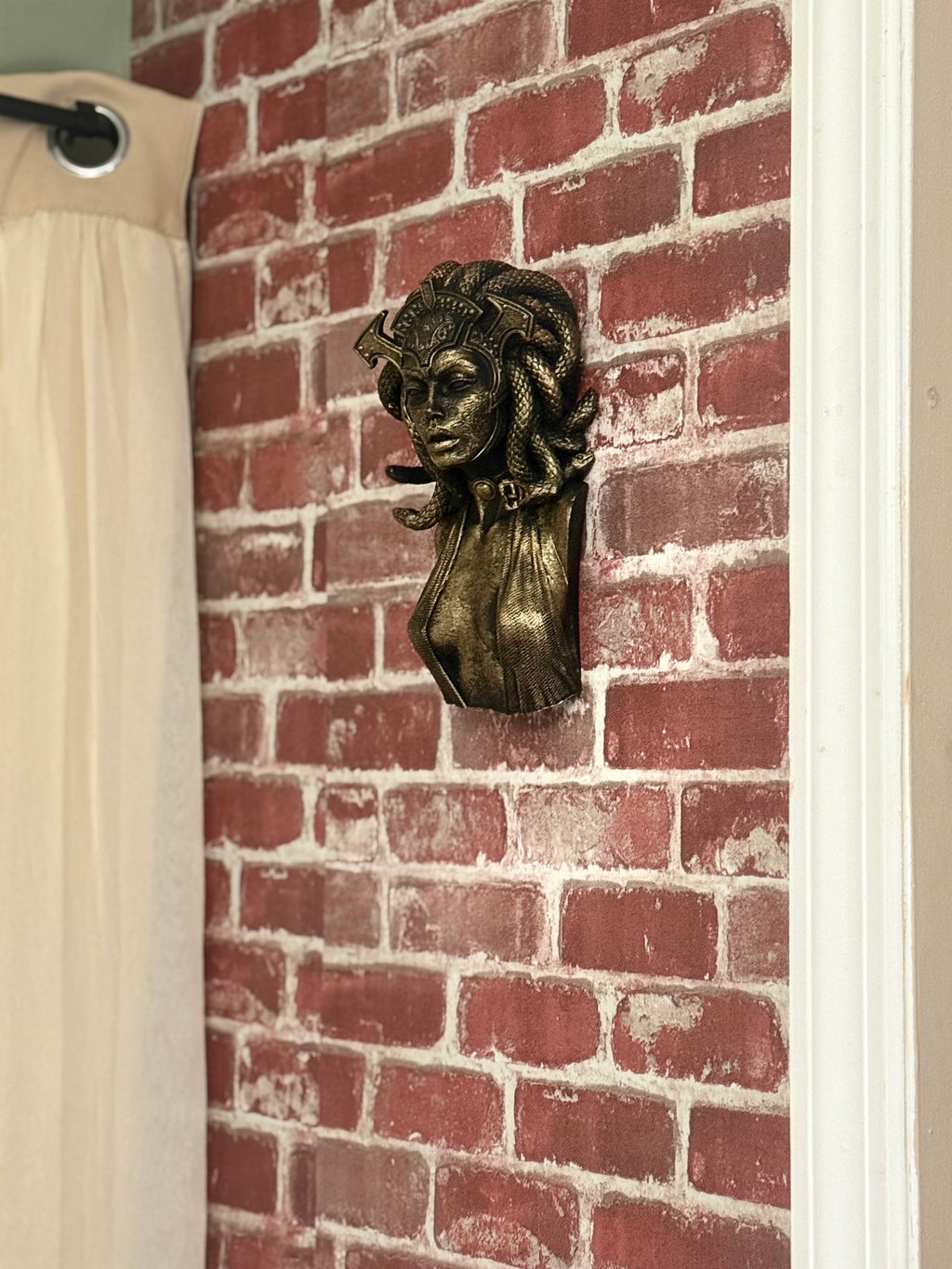 Hand painted Medusa wall bust. 10 inches