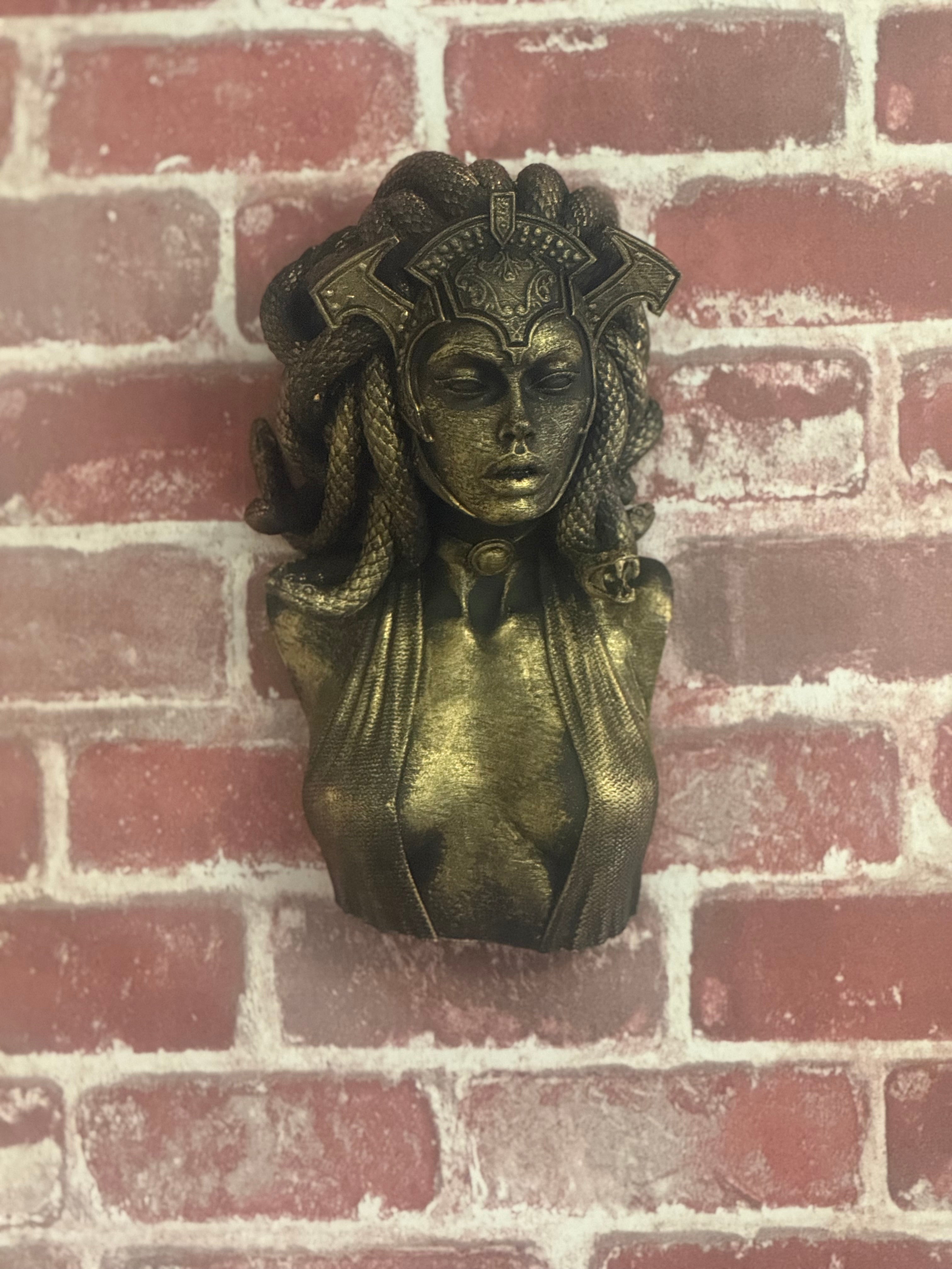Hand painted Medusa wall bust. 10 inches
