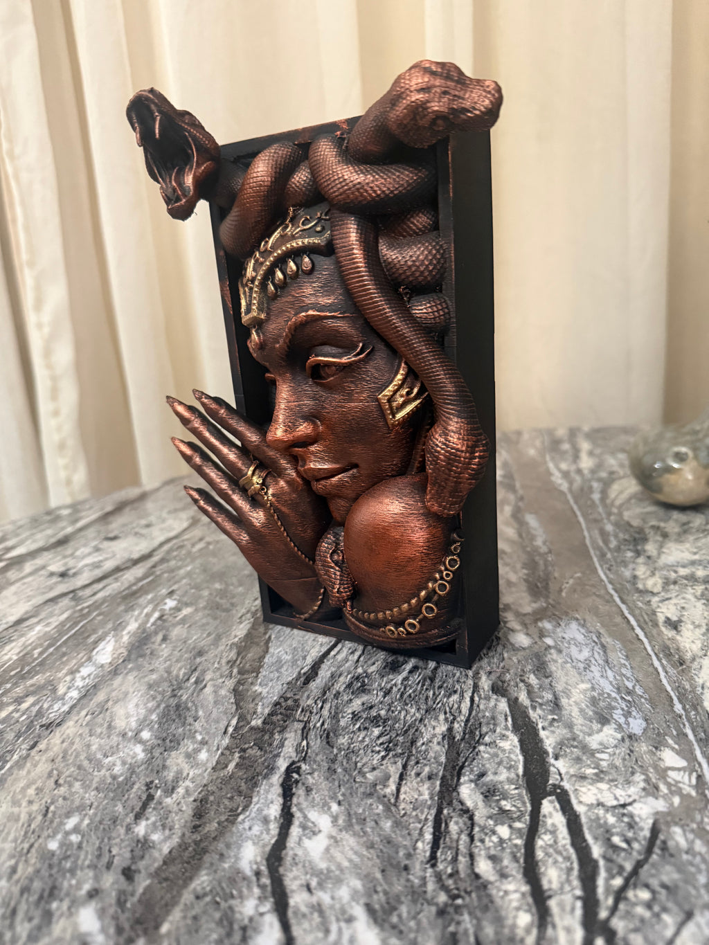 Medusa hand painted book nook Bronze