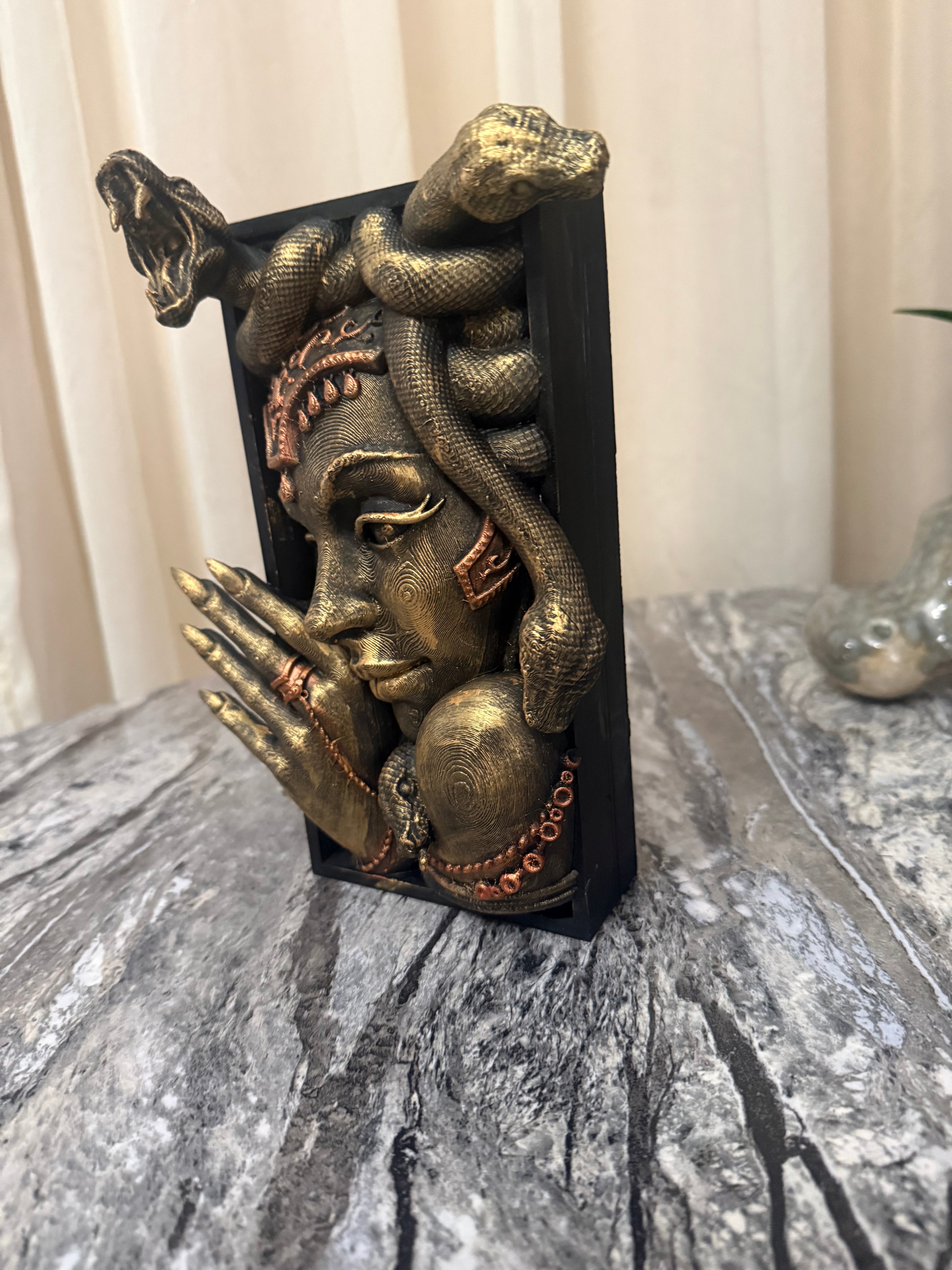 Medusa hand painted book nook Gold