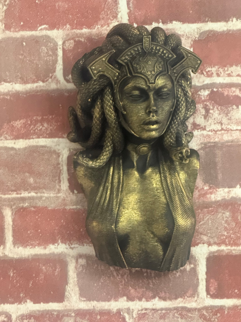 Hand painted Medusa wall bust. 10 inches