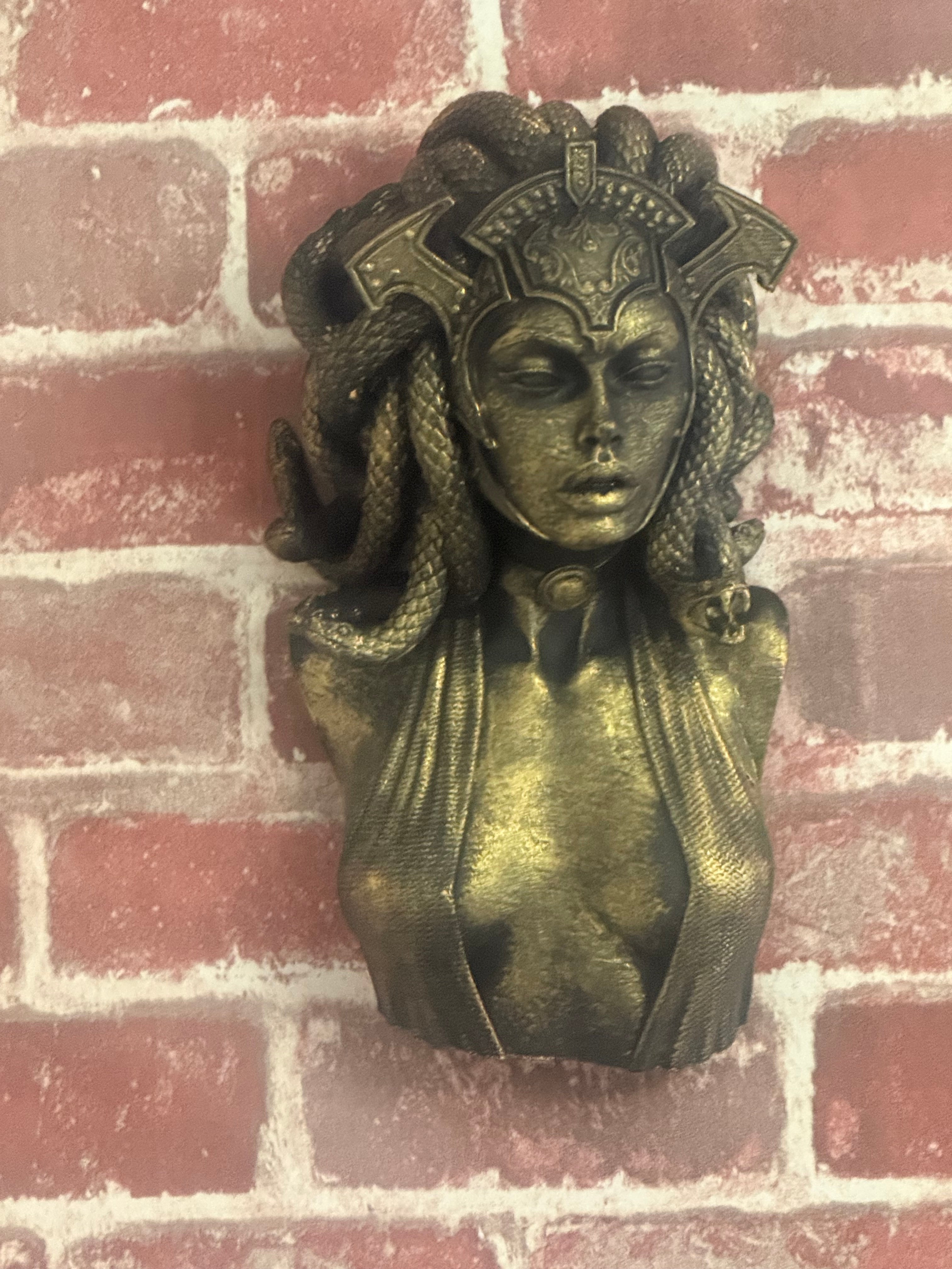Hand painted Medusa wall bust. 10 inches