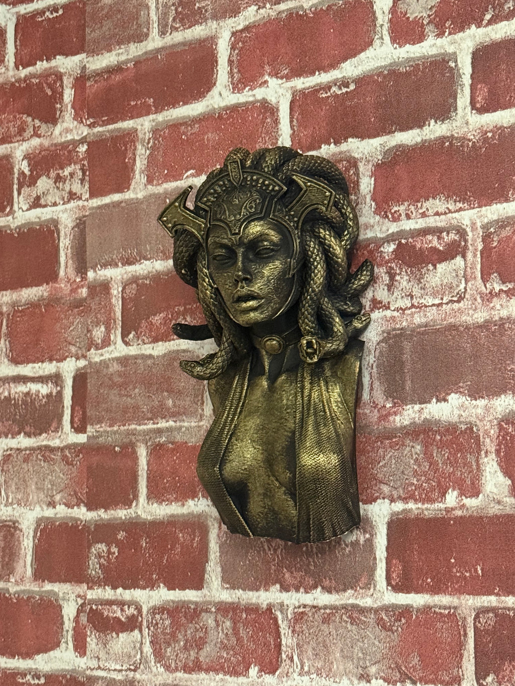 Hand painted Medusa wall bust. 10 inches