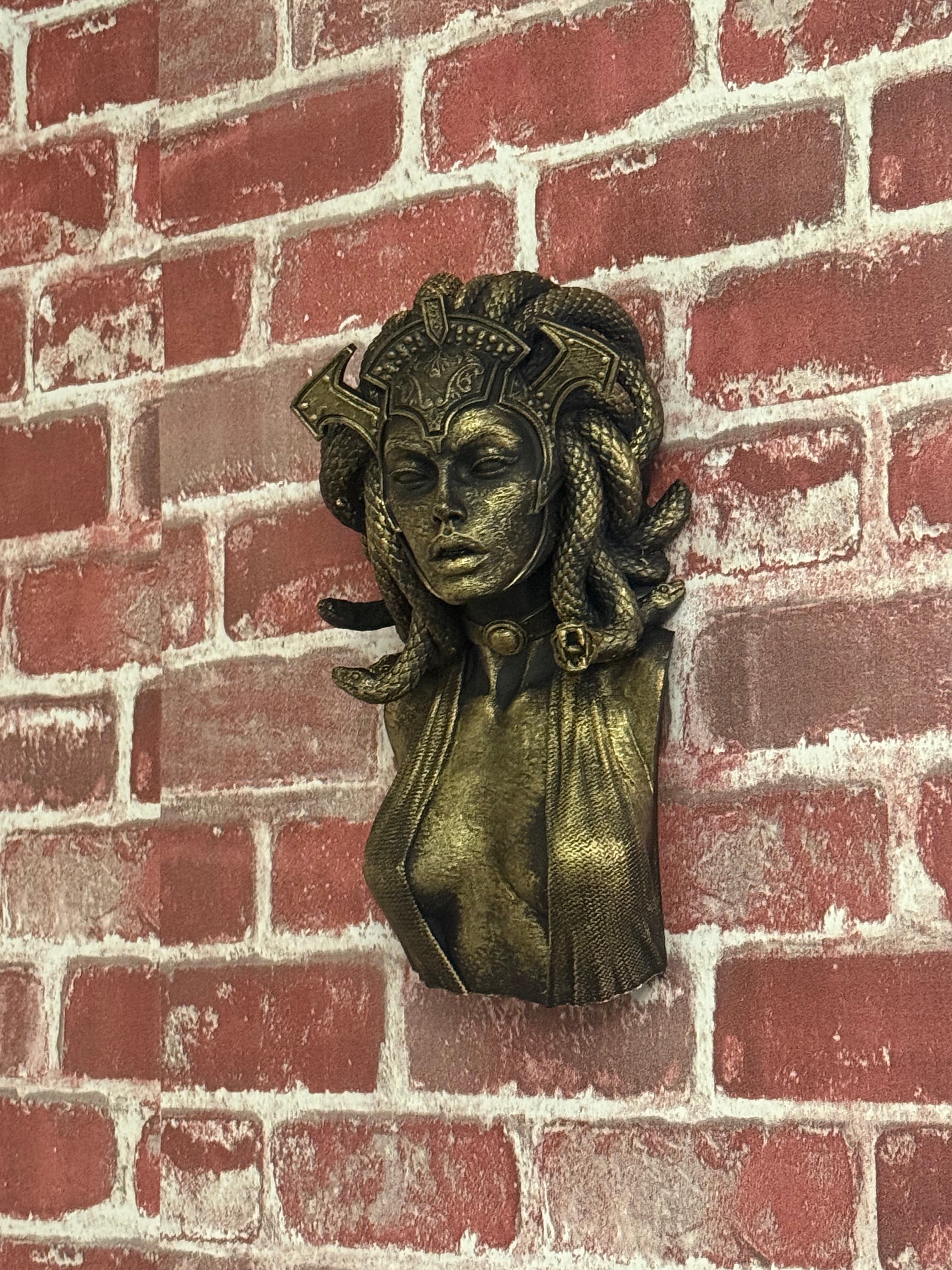 Hand painted Medusa wall bust. 10 inches