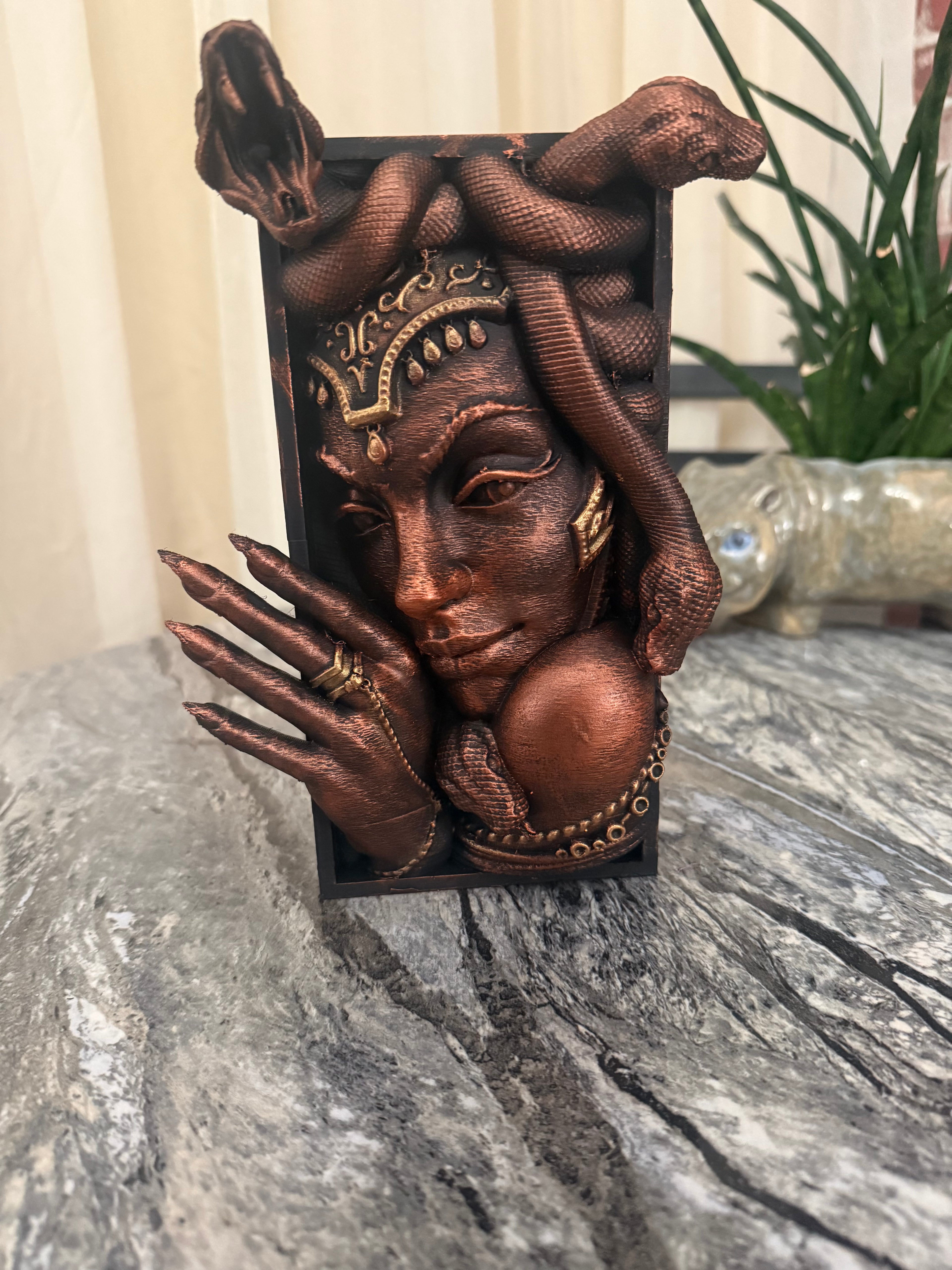 Medusa hand painted book nook Bronze