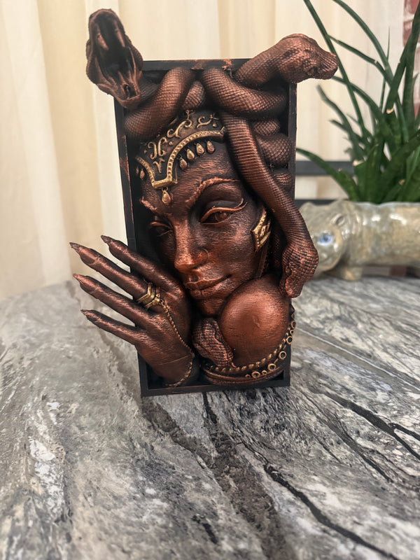 Medusa hand painted book nook Bronze