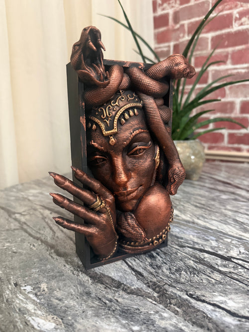 Medusa hand painted book nook Bronze