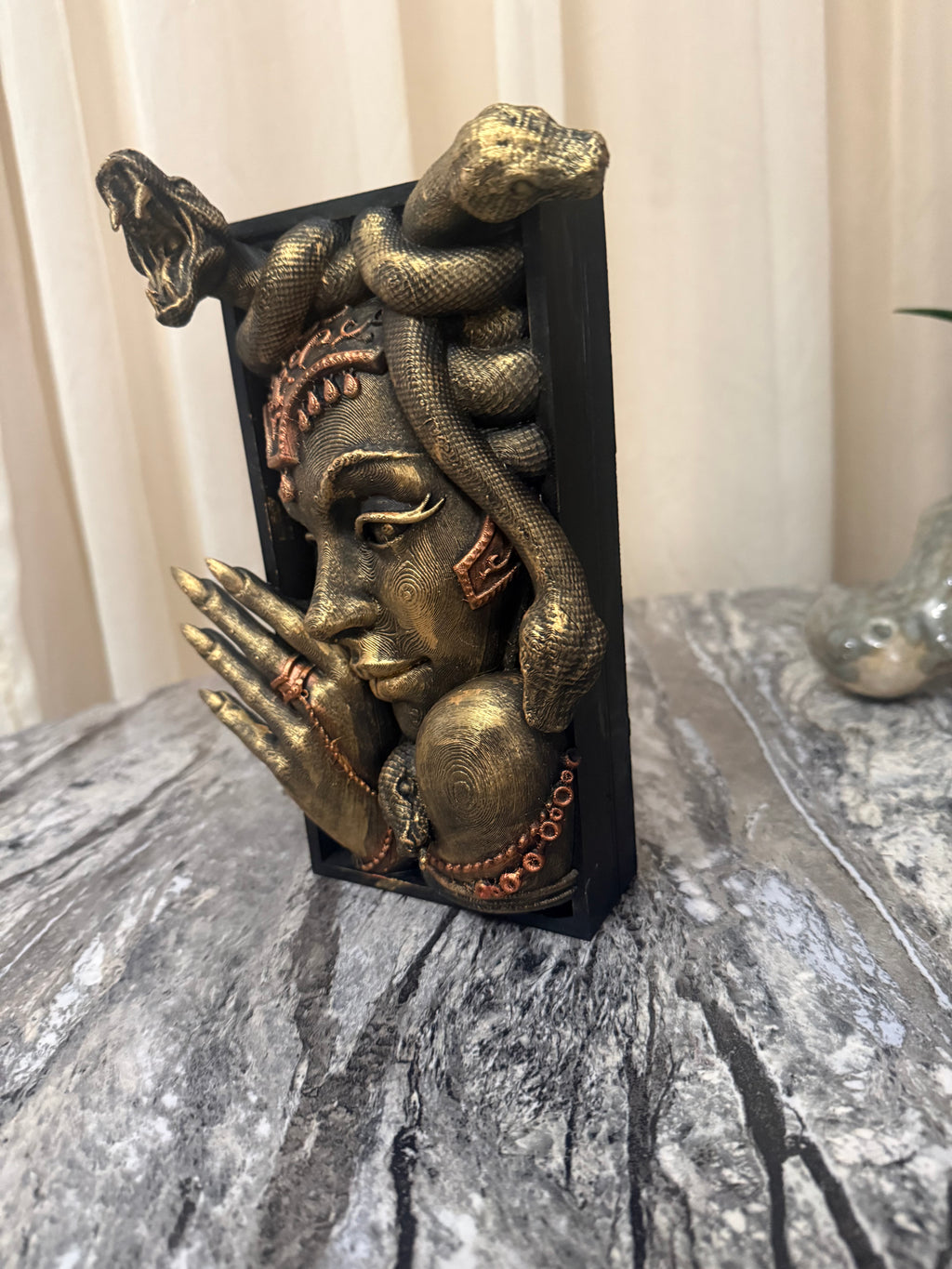 Medusa hand painted book nook Gold