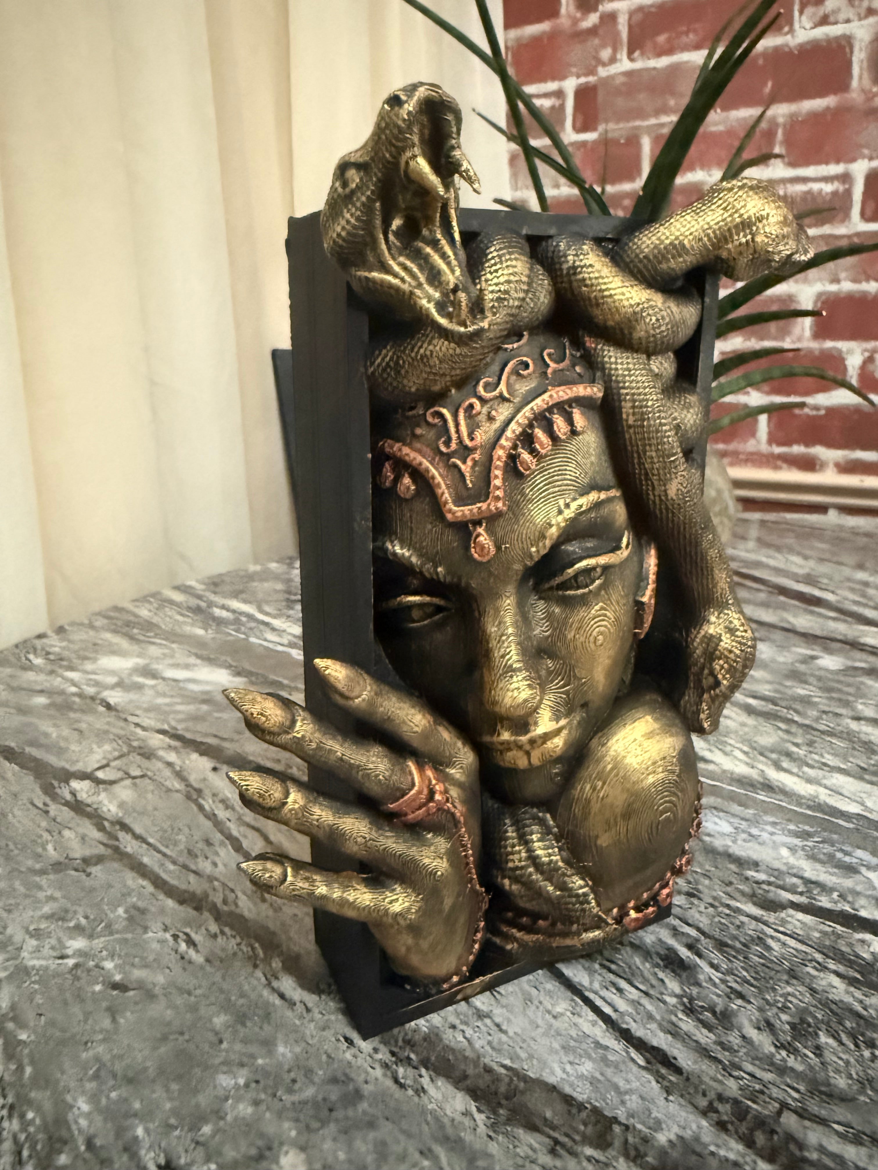 Medusa hand painted book nook Gold