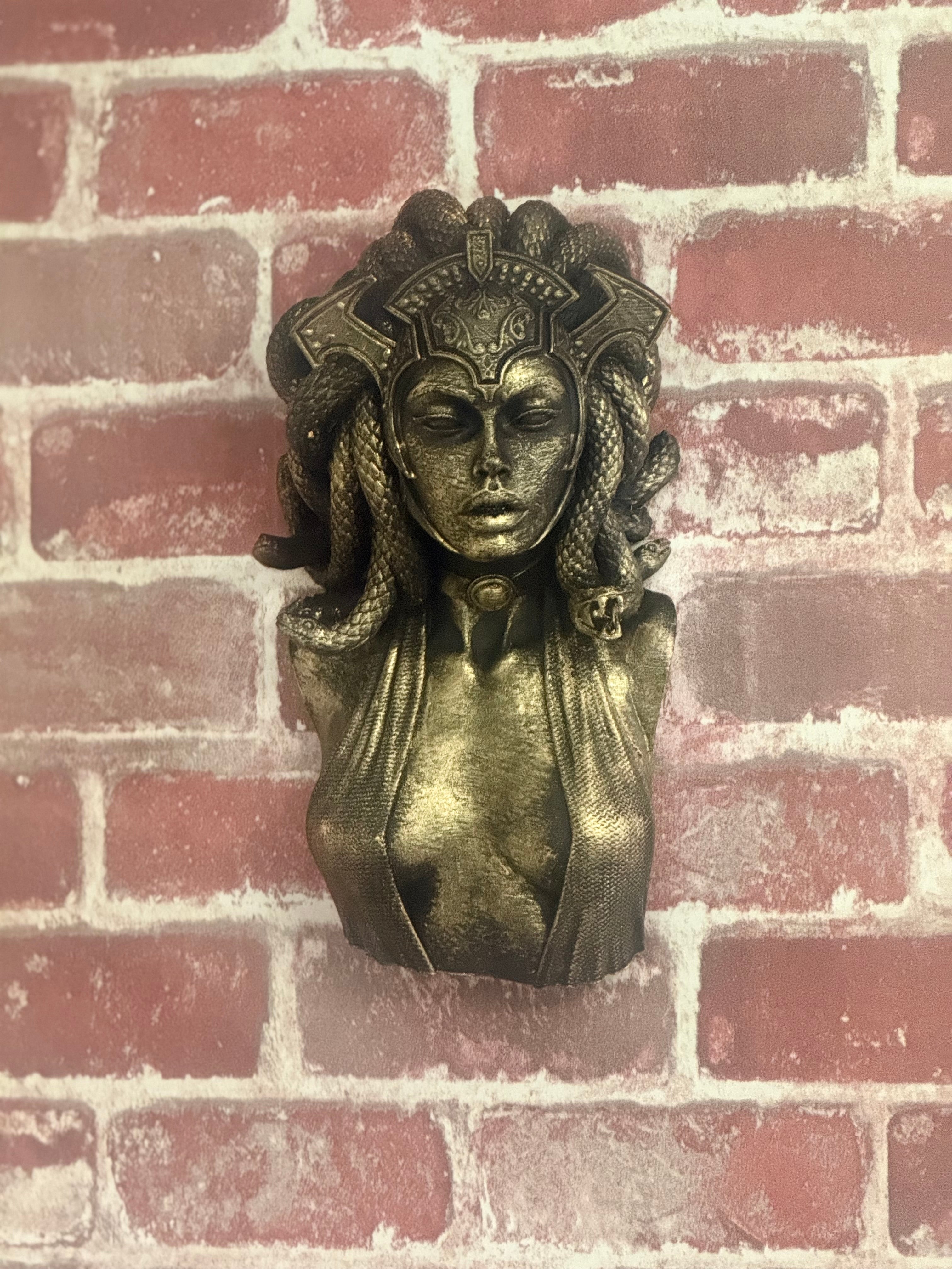 Hand painted Medusa wall bust. 10 inches