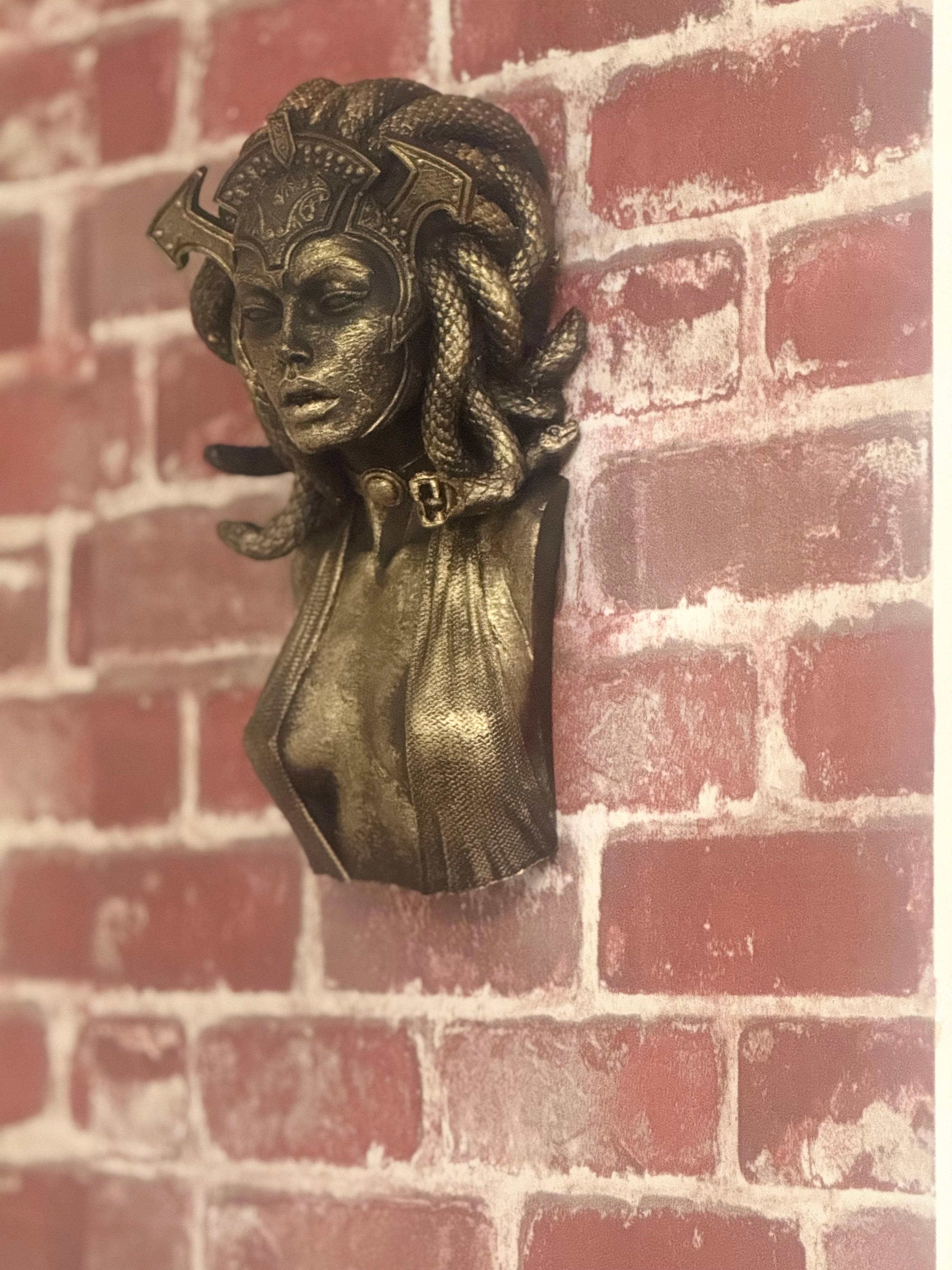 Hand painted Medusa wall bust. 10 inches