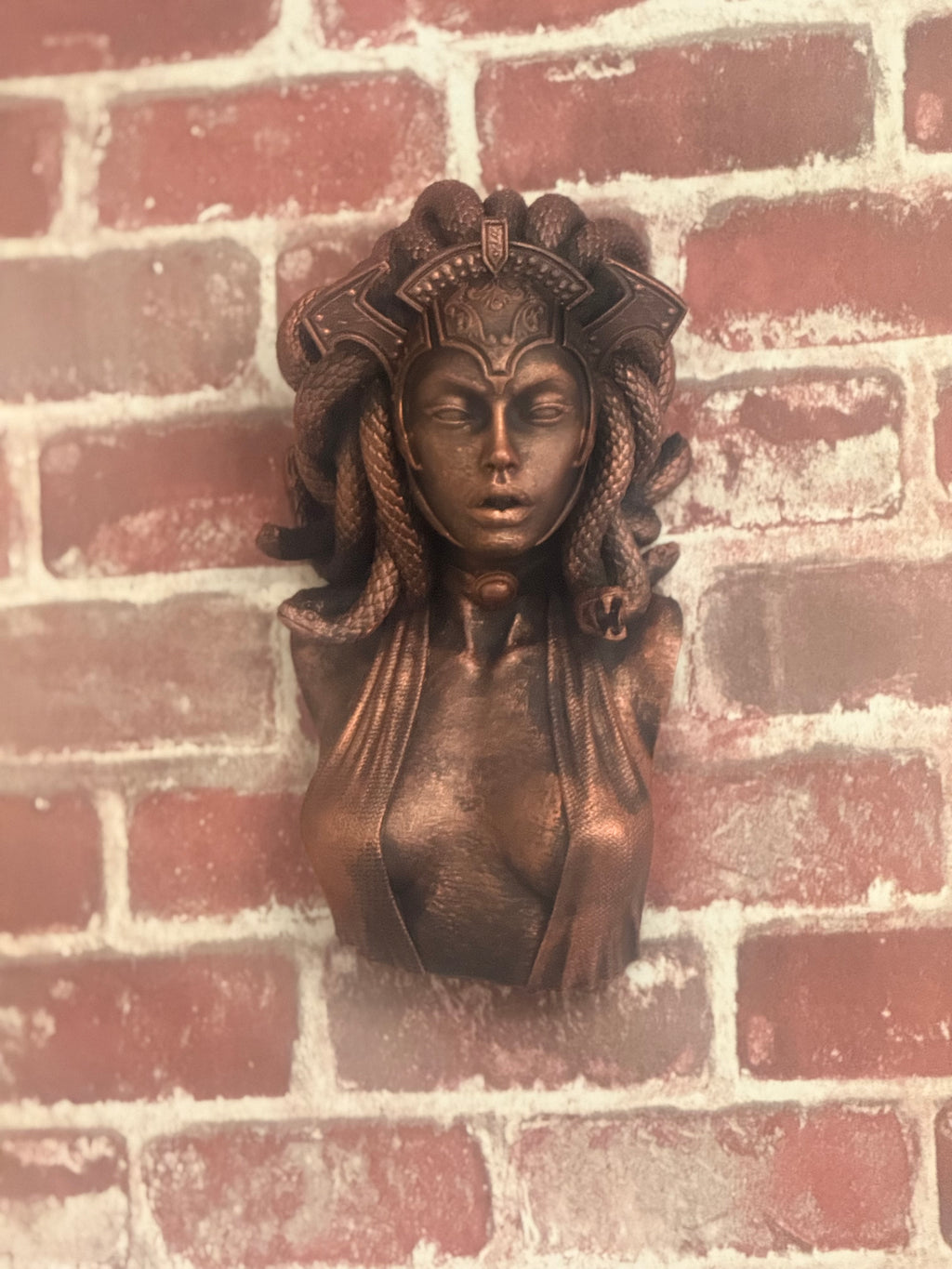 Hand painted Medusa wall bust. 10 inches