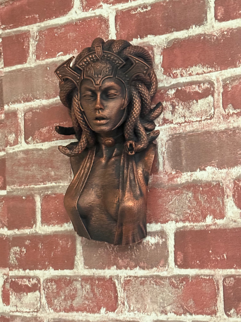 Hand painted Medusa wall bust. 10 inches