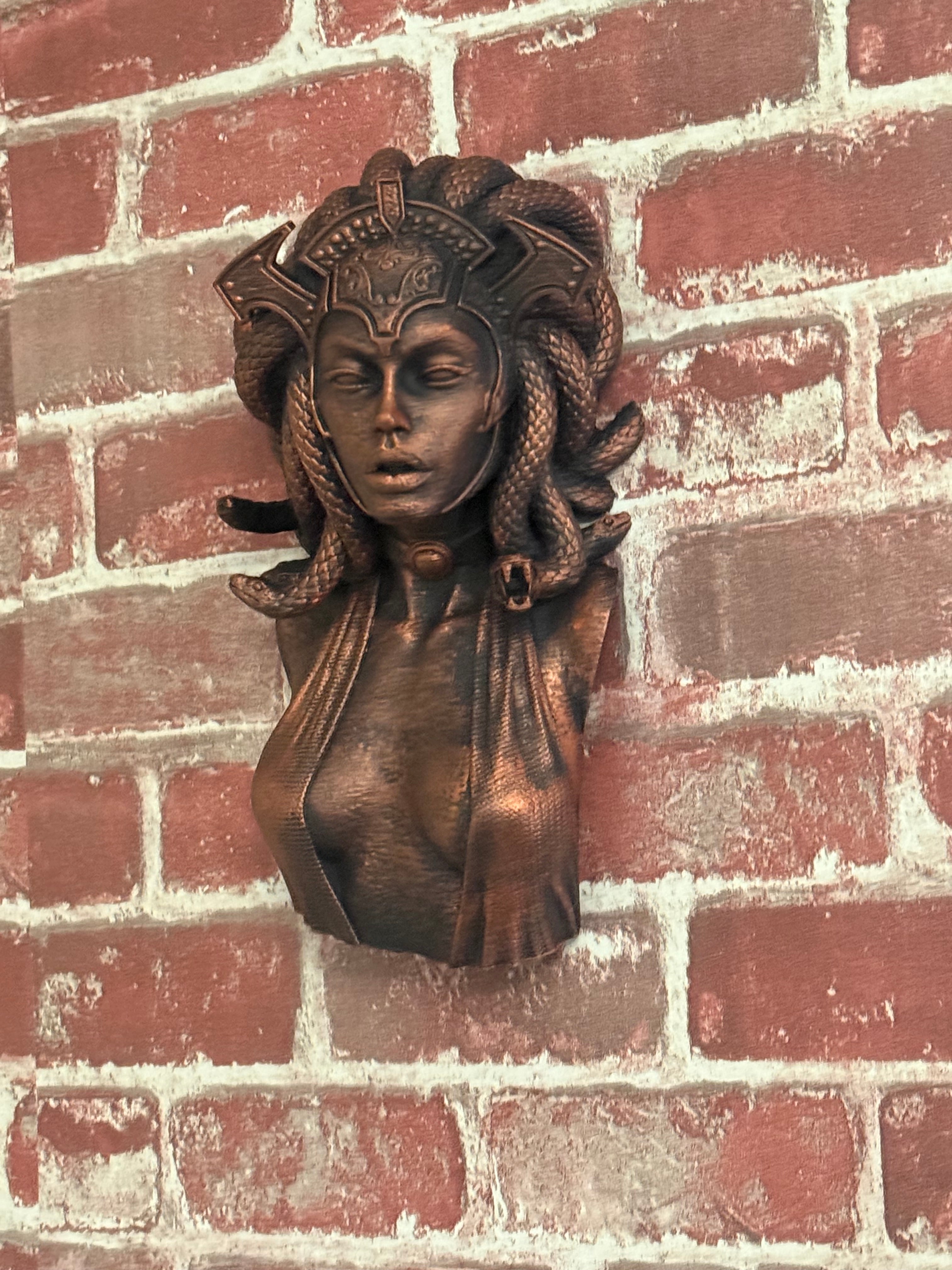 Hand painted Medusa wall bust. 10 inches